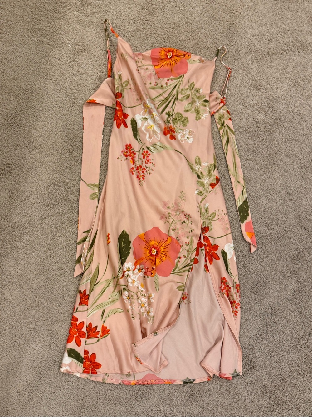 Floral Slip Midi Dress in Blush Pink
